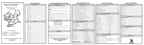 Beach Burgers Menu